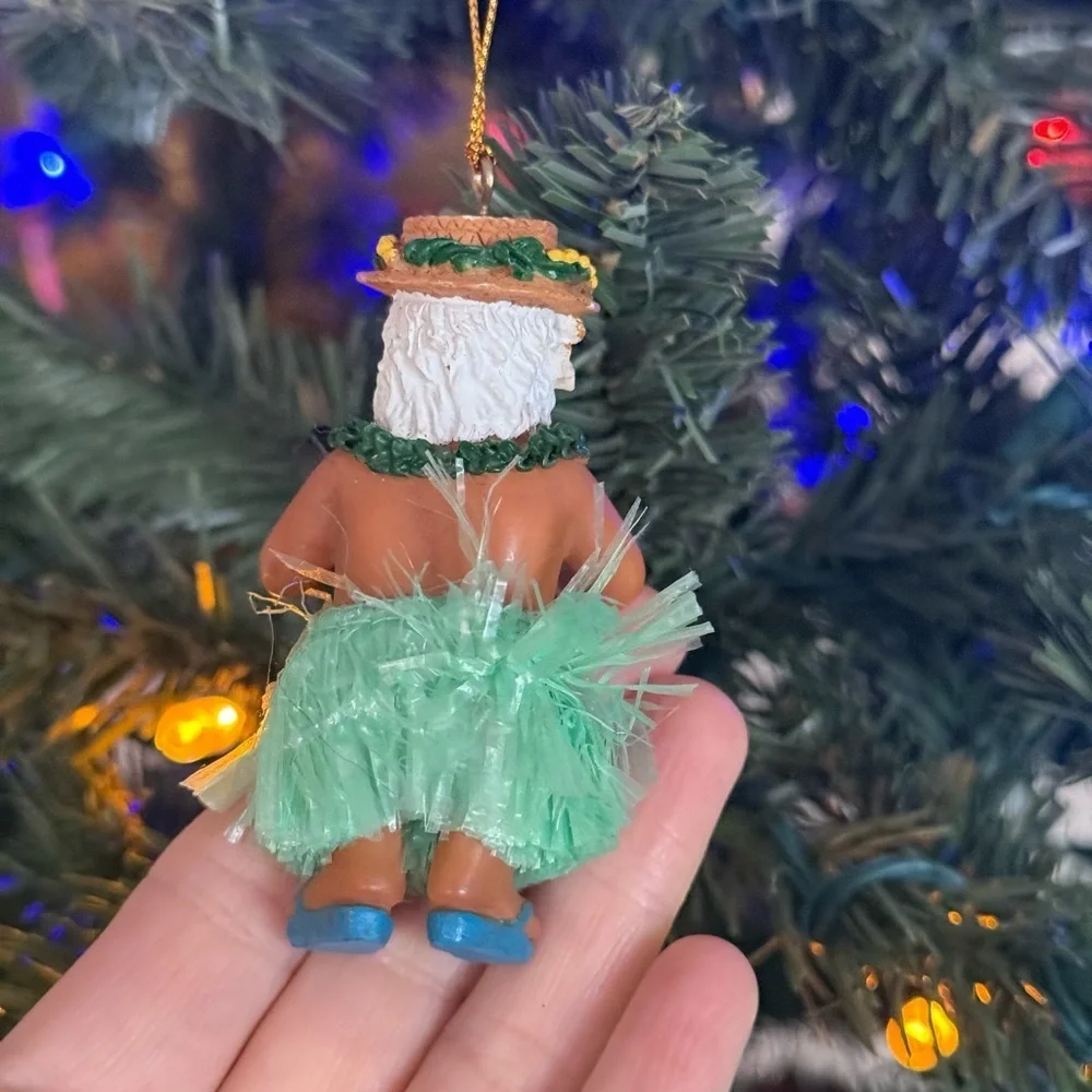 Hawaiian Santa Claus Ornament with Ukulele
